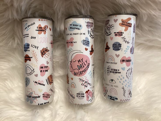 Daily affirmations tumbler